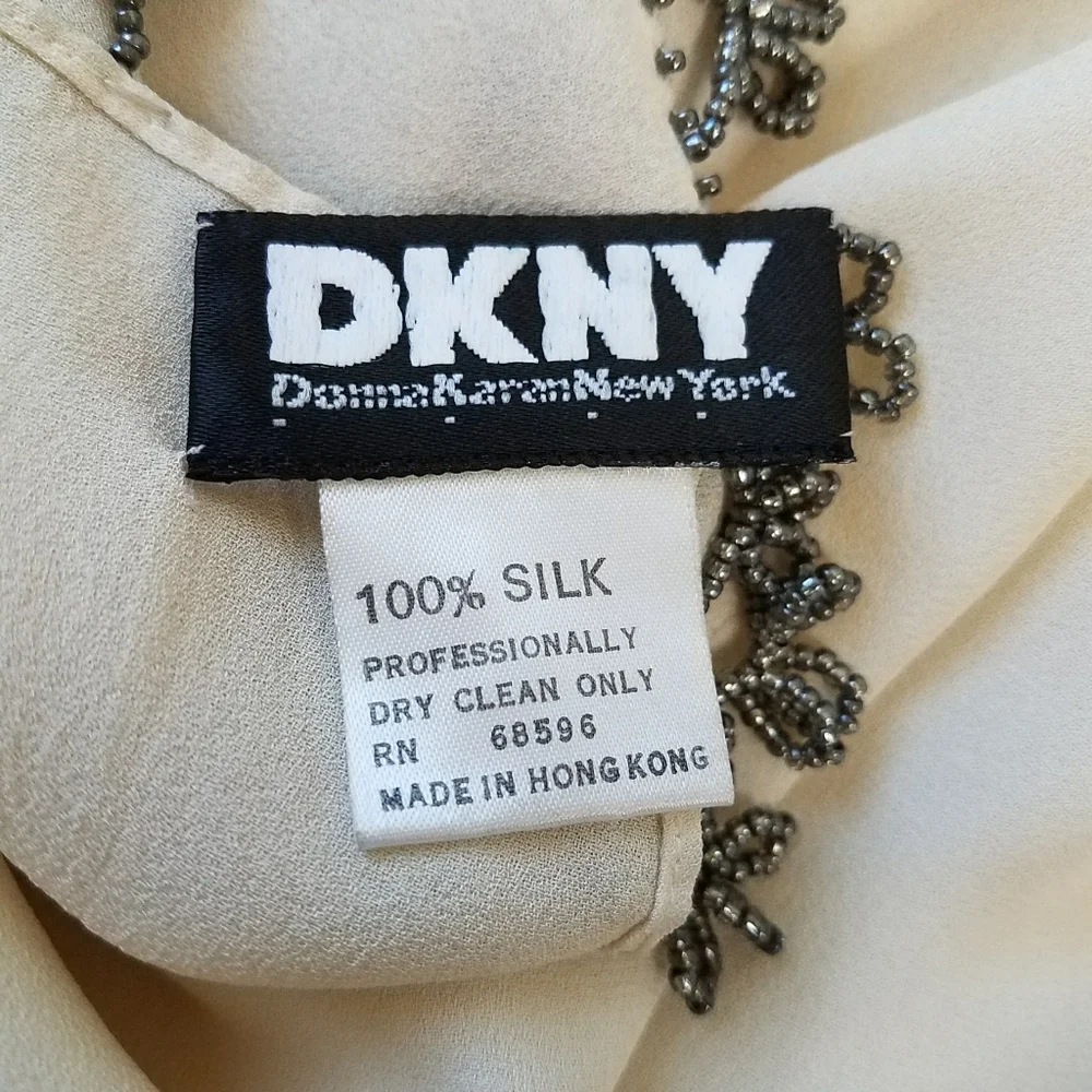 DKNY Vintage Silk Beaded Scarf - Picture 5 of 5